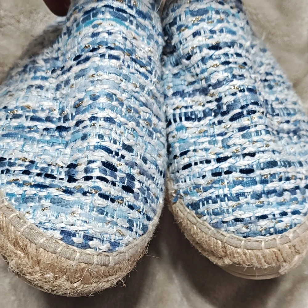 Manebi Tweed Blue Espadrille Women Shoes size 39/8